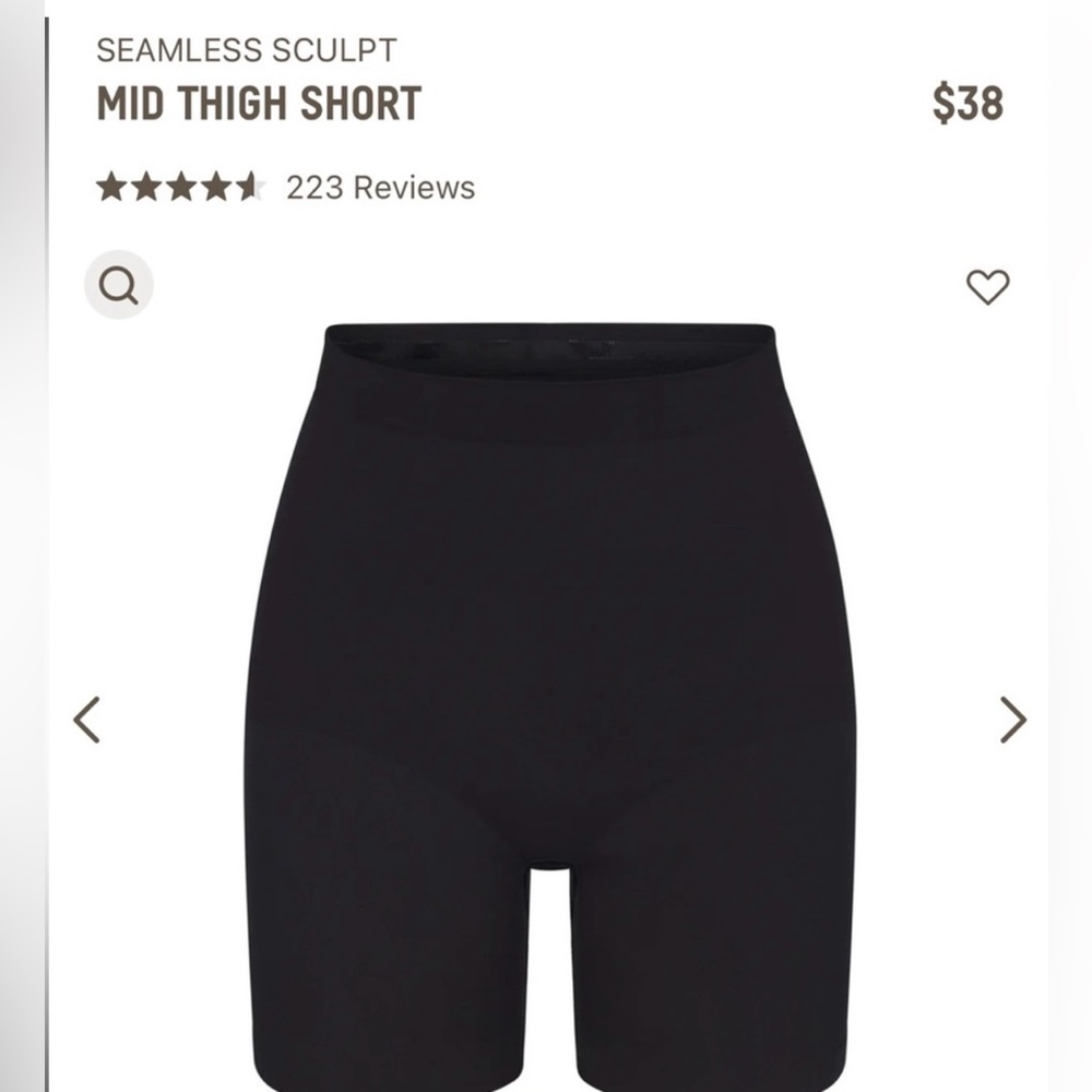 NWOT SKIMS SCULPTING SHORT MID THIGH WITH OPEN‎ GUSSET L/XL BLACK/Onyx